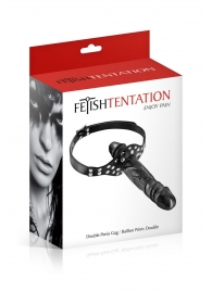 Черный кляп-фаллоимитатор Double Penis Gag - Fetish Tentation - купить с доставкой в Калининграде