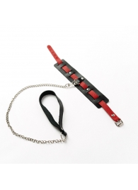 Черный ошейник с красным ремешком и поводком - Crazy Handmade - купить с доставкой в Калининграде