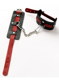 Черные оковы с красным декором и заклепками - Crazy Handmade - купить с доставкой в Калининграде