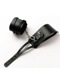 Черные кожаные оковы с креплением в виде веревочек - Crazy Handmade - купить с доставкой в Калининграде