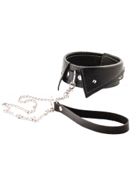 Черный ошейник-воротничок с металлическим поводком - Crazy Handmade - купить с доставкой в Калининграде