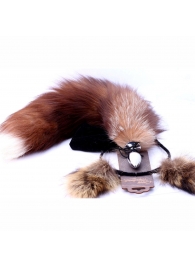 Игровой комплект: серебристая анальная пробка с пушистым хвостом и ободок-ушки - Crazy Handmade - купить с доставкой в Калининграде