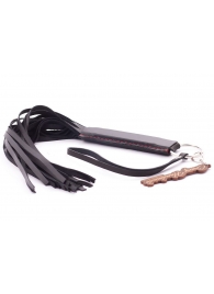 Черная кожаная плеть с удобной ручкой - 50 см. - Crazy Handmade - купить с доставкой в Калининграде