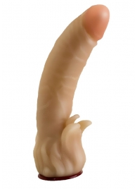 Телесная гелевая насадка-фаллос с клиторальными лепестками - 18,5 см. - LOVETOY (А-Полимер) - купить с доставкой в Калининграде