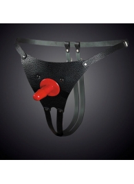 Чёрные кожаные универсальные трусики со штырьком для насадок - Sitabella - купить с доставкой в Калининграде