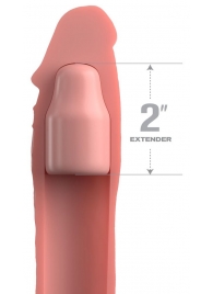 Телесная насадка-удлинитель 2 Inch Silicone X-tension with Strap - 20,3 см. - Pipedream - в Калининграде купить с доставкой