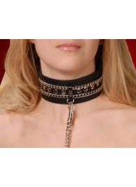 Чёрный ошейник с цепочками и поводком - Sitabella - купить с доставкой в Калининграде