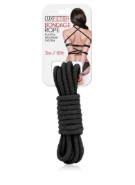Черная хлопковая веревка для связывания - 3 м. - Lux Fetish - купить с доставкой в Калининграде