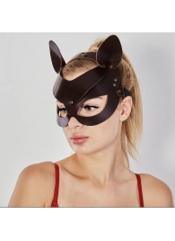 Коричневая кожаная маска  Кошечка - Sitabella - купить с доставкой в Калининграде