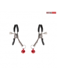 Серебристые зажимы на соски с шариками - Notabu - купить с доставкой в Калининграде