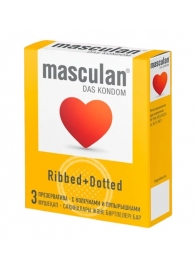 Презервативы с колечками и пупырышками Masculan Ribbed+Dotted - 3 шт. - Masculan - купить с доставкой в Калининграде