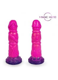 Розовый рельефный фантазийный фаллоимитатор - 20 см. - Bior toys - купить с доставкой в Калининграде