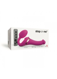 Ярко-розовый безремневой страпон Multi Orgasm Size S с клиторальной стимуляцией - Strap-on-me - купить с доставкой в Калининграде