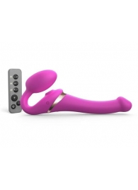 Ярко-розовый безремневой страпон Multi Orgasm Size S с клиторальной стимуляцией - Strap-on-me - купить с доставкой в Калининграде