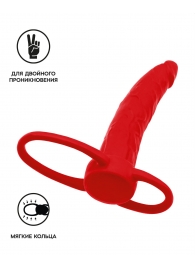 Красная насадка на пенис для двойного проникновения Black Red - 16,5 см. - ToyFa - купить с доставкой в Калининграде