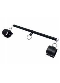 Черная распорка для ног с кожаными манжетами - Pecado - купить с доставкой в Калининграде