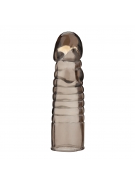 Дымчатая насадка-удлинитель Ribbed Realistic Penis Enhancing Sleeve Extension - 15,2 см. - BlueLine - в Калининграде купить с доставкой