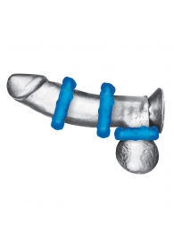 Комплект из трех голубых эрекционных колец 3-Pack Ribbed Rider Cock Ring Set - BlueLine - в Калининграде купить с доставкой