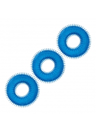Комплект из трех голубых колец для эрекции 3-Pack Ultra-Stim Stretch Cock Rings - BlueLine - в Калининграде купить с доставкой