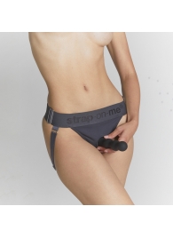 Серые трусики для фиксации насадок Strap-on-me Harness Lingerie Unique - Strap-on-me - купить с доставкой в Калининграде