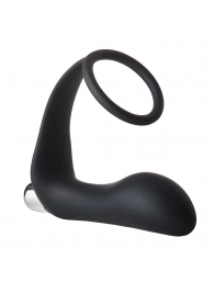 Черное эрекционное кольцо с вибропробкой Vibrating Anal Plug With Cockring - Dream Toys - в Калининграде купить с доставкой