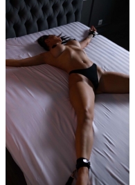 Черный кожаный набор фиксации на кровати Sex Game - БДСМ Арсенал - купить с доставкой в Калининграде
