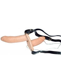 Телесный женский страпон с вагинальной пробкой Strap-On Duo - 15 см. - Orion - купить с доставкой в Калининграде