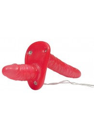 Красный женский страпон с вагинальной пробкой Bad Kitty - 18 см. - Orion - купить с доставкой в Калининграде