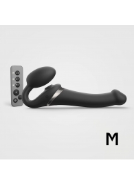 Черный безремневой страпон Multi Orgasm Size M с клиторальной стимуляцией - Strap-on-me - купить с доставкой в Калининграде