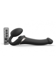 Черный безремневой страпон Multi Orgasm Size M с клиторальной стимуляцией - Strap-on-me - купить с доставкой в Калининграде