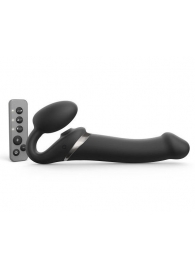 Черный безремневой страпон Multi Orgasm Size L с клиторальной стимуляцией - Strap-on-me - купить с доставкой в Калининграде