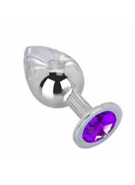 Большой плаг из стали с фиолетовым кристаллом Violet Dream - 9,5 см. - Erotic Fantasy - купить с доставкой в Калининграде