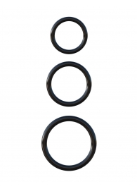 Набор из трех черных эрекционных колец Silicone 3-Ring Stamina Set - Pipedream - в Калининграде купить с доставкой