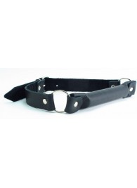 Черный кожаный кляп-трензель на кольцах - БДСМ Арсенал - купить с доставкой в Калининграде