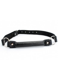 Черный кожаный кляп-трензель на кольцах - БДСМ Арсенал - купить с доставкой в Калининграде