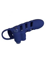 Синяя насадка на пенис Powerful Ring - 18,8 см. - Baile - в Калининграде купить с доставкой
