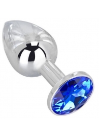 Анальное украшение BUTT PLUG  Small с синим кристаллом - 7 см. - Anal Jewelry Plug - купить с доставкой в Калининграде