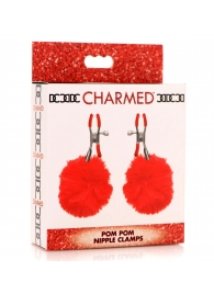 Красные зажимы на соски с помпонами Pom Pom - XR Brands - купить с доставкой в Калининграде