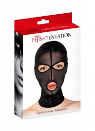 Черная сетчатая маска на голову с отверстиями для глаз и рта - Fetish Tentation - купить с доставкой в Калининграде