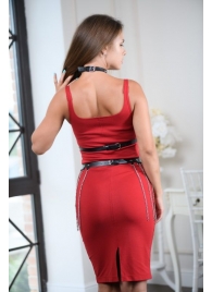 Черно-серебристая портупея-юбка plus size с цепочками - БДСМ Арсенал - купить с доставкой в Калининграде