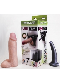 Страпон-унисекс с двумя насадками UNI strap 7  Harness - 19 и 16 см. - LOVETOY (А-Полимер) - купить с доставкой в Калининграде