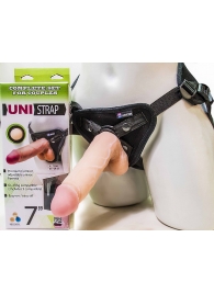 Страпон-унисекс с двумя насадками UNI strap 7  Harness - 19 и 16 см. - LOVETOY (А-Полимер) - купить с доставкой в Калининграде