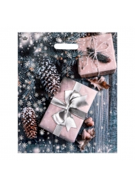 Новогодний пакет с принтом в виде подарков и вырубной ручкой (45х38 см) - Сима-Ленд - купить с доставкой в Калининграде
