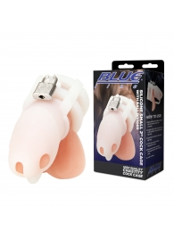 Белая клетка для пениса Silicone Small 2 in Cock Cage With Ball Divider - BlueLine - купить с доставкой в Калининграде