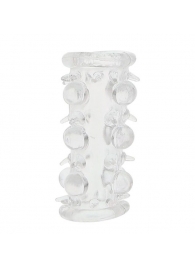 Прозрачная насадка на пенис с шипами и бугорками JELLY JOY LUST CLUSTER CLEAR - Dream Toys - в Калининграде купить с доставкой