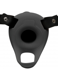 Черный полый страпон с вибрацией 2’’ Erection 28X Smooth Vibrating Silicone Penis Sheath - XR Brands - купить с доставкой в Калининграде