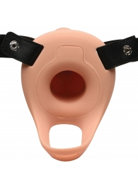Телесный полый страпон 2  Erection 28X Smooth Vibrating Silicone Penis Sheath - 16 см. - XR Brands - купить с доставкой в Калининграде