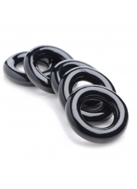 Комплект из 5 черных эрекционных колец для мошонки Ring Master Custom Ball Stretcher Kit - XR Brands - в Калининграде купить с доставкой