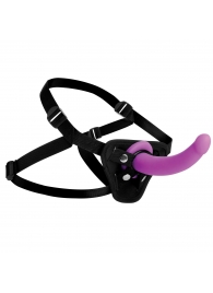 Лиловый поясной страпон Navigator Silicone G-Spot Dildo with Harness - 17,8 см. - XR Brands - купить с доставкой в Калининграде