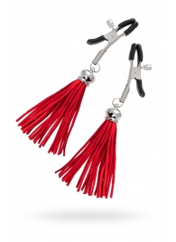 Зажимы на соски «Прищепки» с красными кисточками из замши - Pecado - купить с доставкой в Калининграде